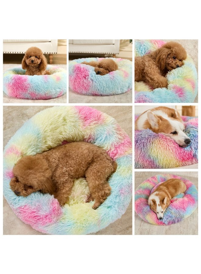 Kimpets Dog Bed Calming Dog Beds for Small Medium Large Dogs - Round Donut Washable Puppy Dog Bed, Anti-Slip Faux Fur Fluffy Donut Cuddle Anxiety Cat Pet Bed(24'' Color) - Image 5