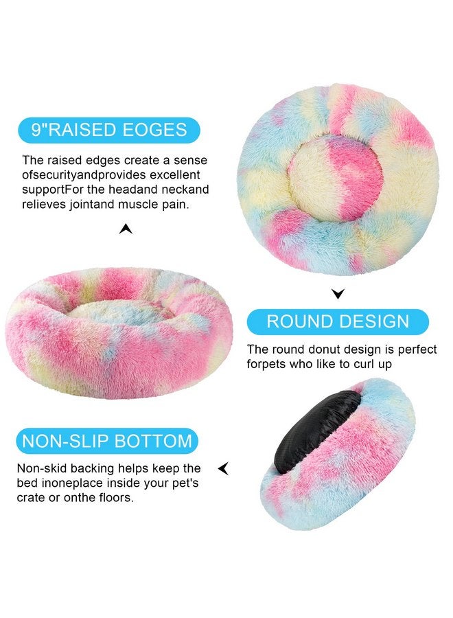 Kimpets Dog Bed Calming Dog Beds for Small Medium Large Dogs - Round Donut Washable Puppy Dog Bed, Anti-Slip Faux Fur Fluffy Donut Cuddle Anxiety Cat Pet Bed(24'' Color) - Image 3