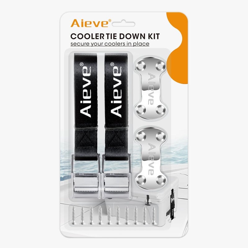 AIEVE Cooler Tie Down Straps Kit - Ice Chest Lock Bracket - Cooler Accessories Secure for YETI Cooler RTIC Coolers - Image 1