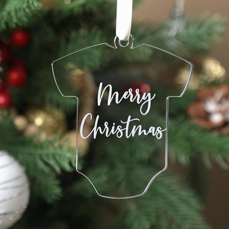 TPGP UNIQOOO Clear Acrylic Baby's First Christmas Onesie Ornament - 20 Pack - Image 1