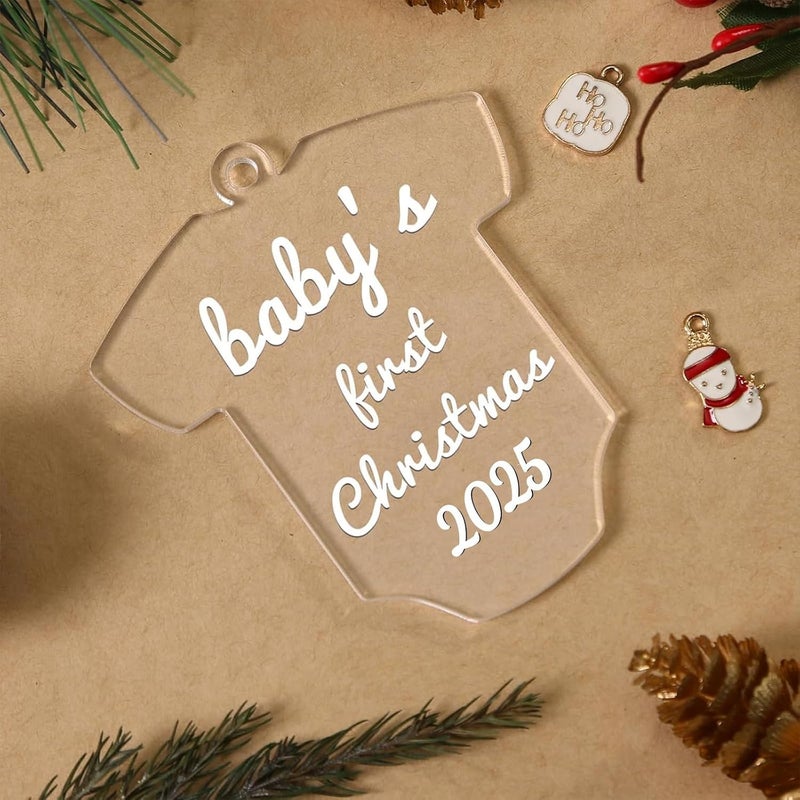 TPGP UNIQOOO Clear Acrylic Baby's First Christmas Onesie Ornament - 20 Pack - Image 4