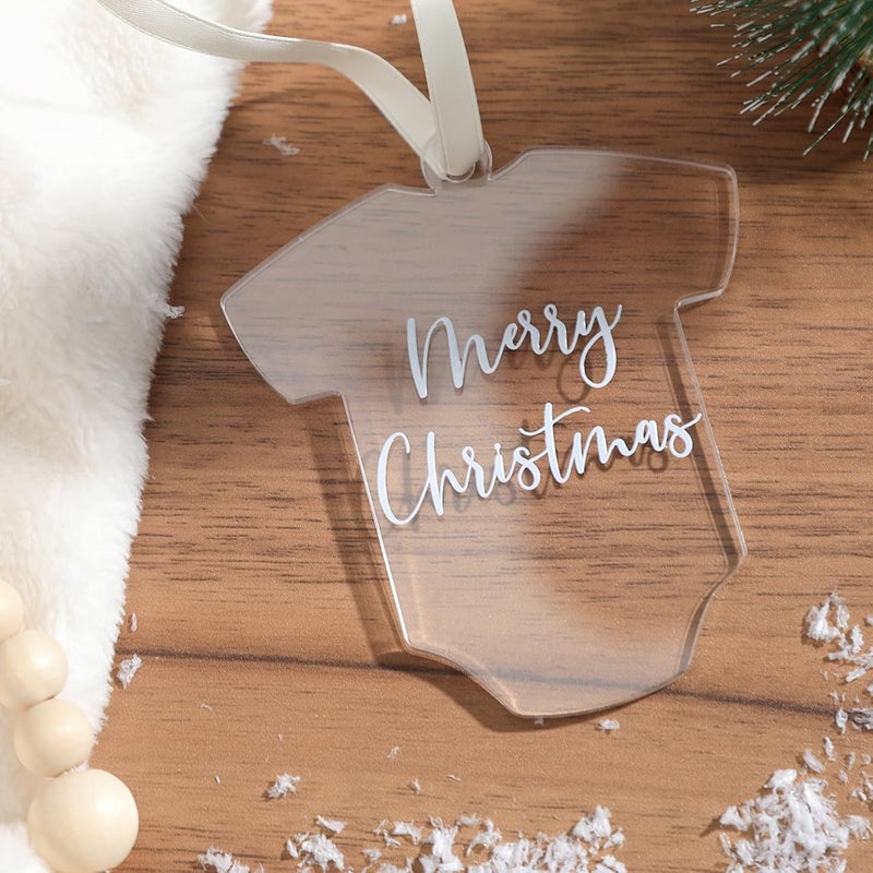 TPGP UNIQOOO Clear Acrylic Baby's First Christmas Onesie Ornament - 20 Pack - Image 2