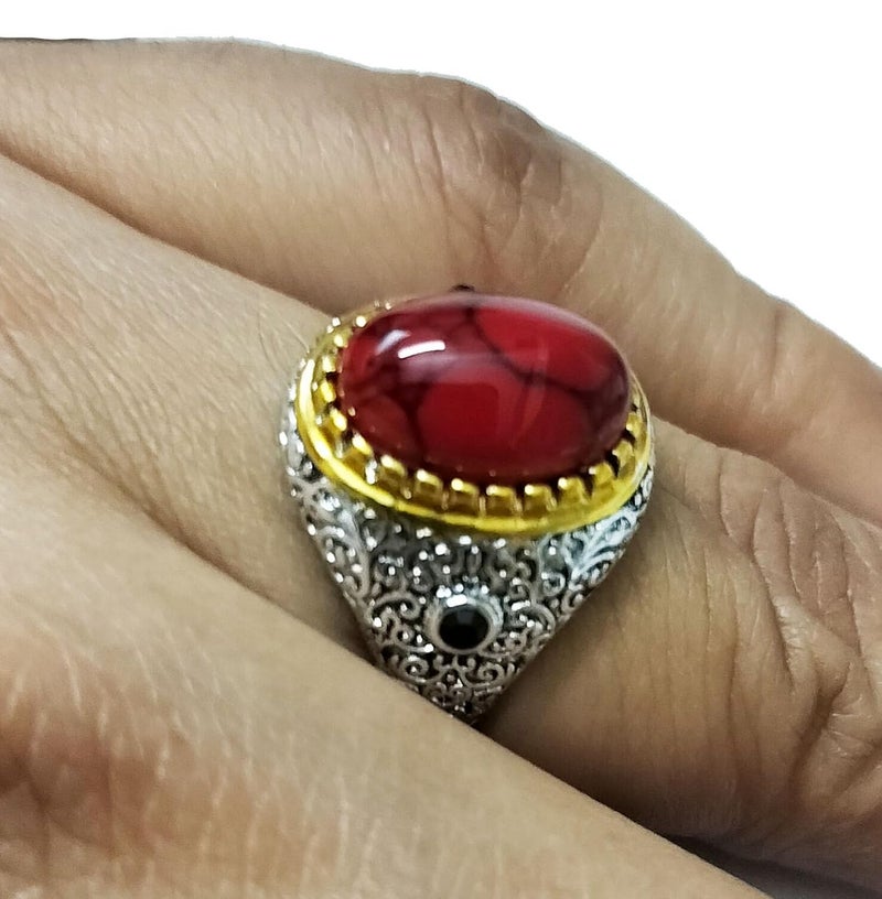 RUVEE خواتم معدنية مطلية من الفولاذ المقاوم للصدأ التركية الدينية للرجال والأولاد - Image 4