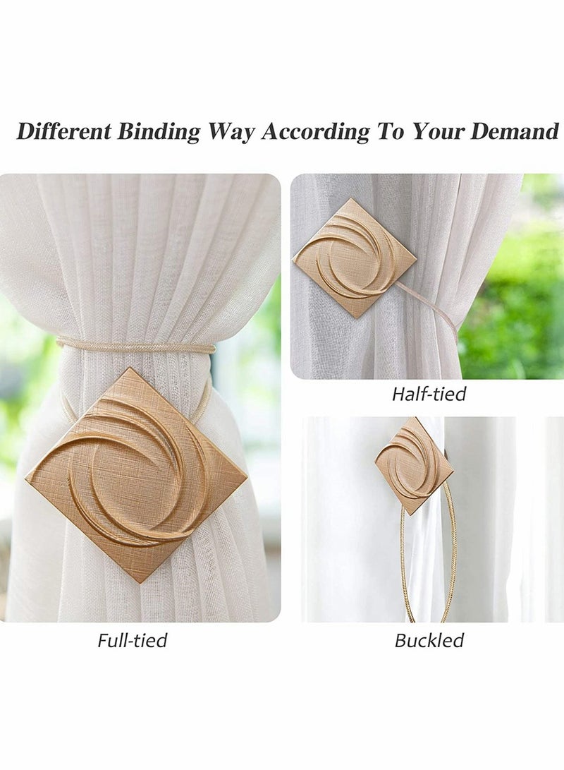 2 Pack Magnetic Curtain Tiebacks - Decorative Holdbacks with Vintage Design, Easy No-Install Drapery Holders for Home & Office - Image 2