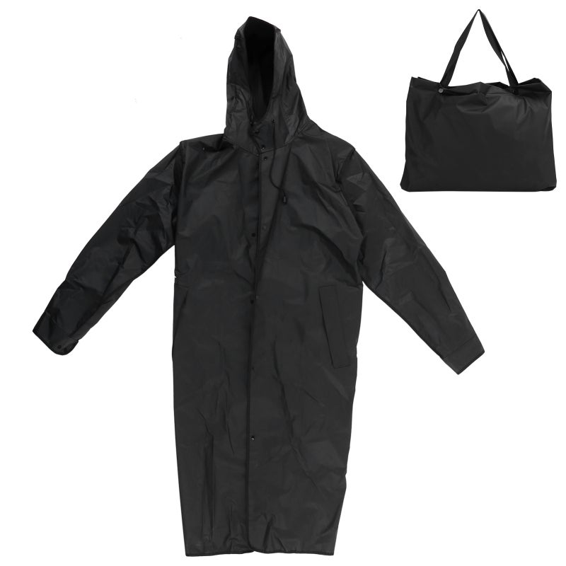 Hooded Raincoat L White: Lightweight EVA Waterproof Material - Adjustable Drawstring Hood & Front Pockets Rain Jacket for Outdoor Camping Hiking Daily Activities - Image 1