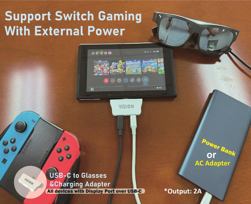 VISIONhmd USB C to AR Glasses Power and Play Adapter, Power Your AR Glasses While Charging Your Source Device,Like i-Phone 15/16, Switch, ROG Ally,PC Handheld. Enabling Multi-Screen,Spatial 3D,VR Video Features - Image 3