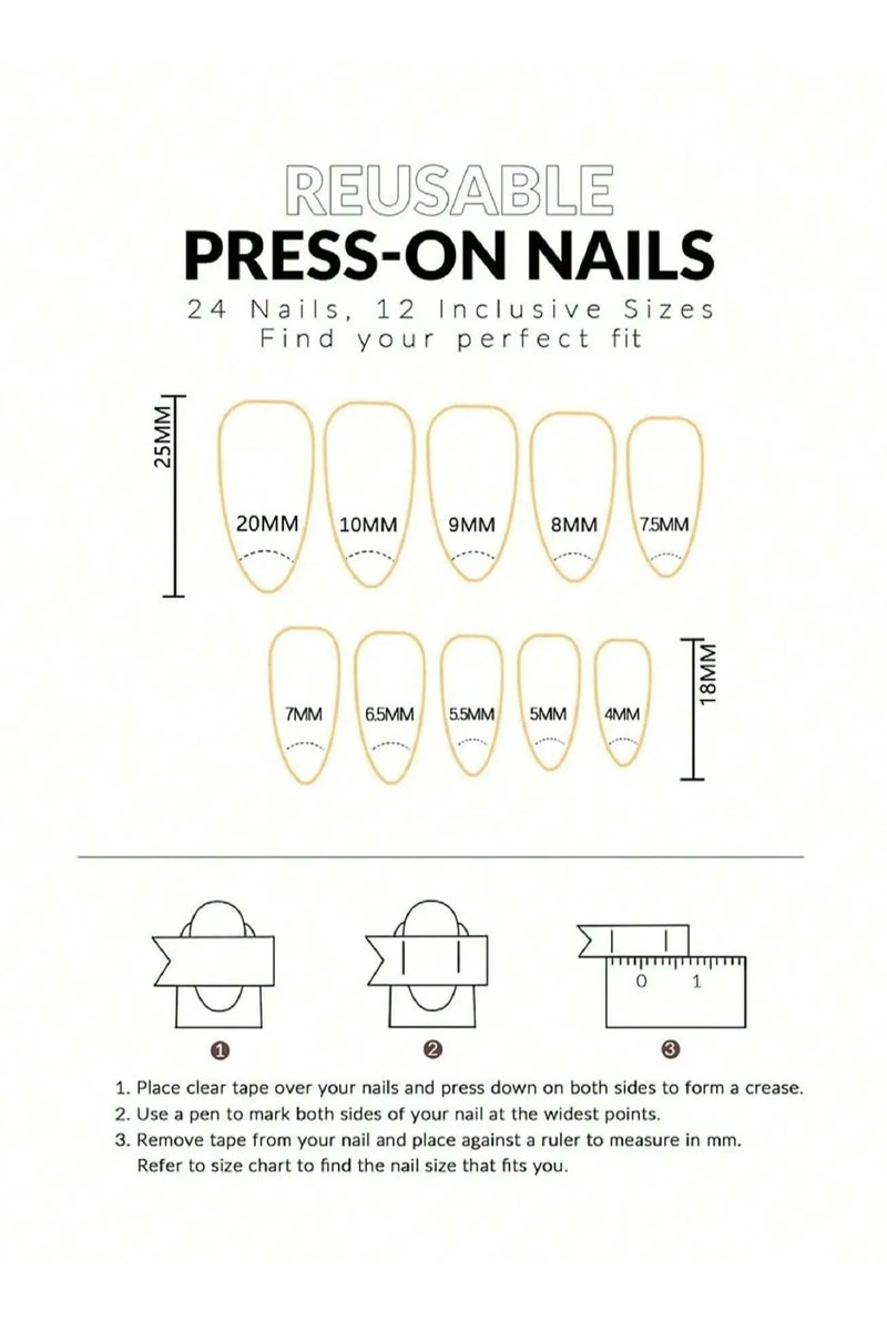 Almond shaped fake nails. The box contains 24 nails with a nail file and glue - Image 4