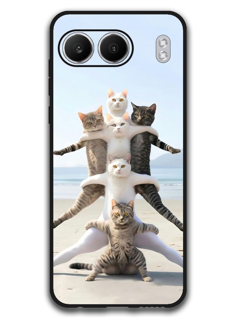 Protective Case Anti Scratch Shock Proof Bumper Cover For OnePlus Nord 4 Cats in Beach