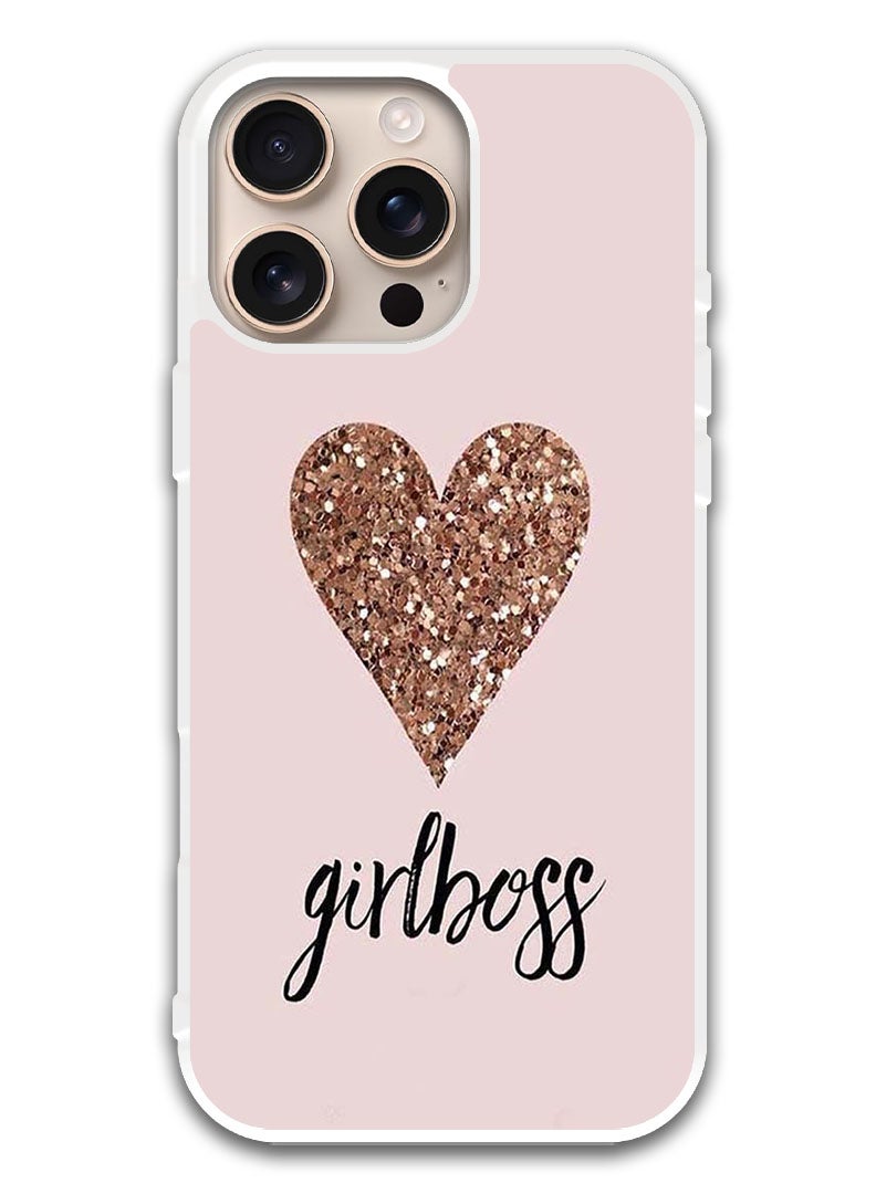 Theodor Protective Case Cover For APPLE IPHONE 16 Pro Girls Boss & Heart (White Bumper) - Image 1