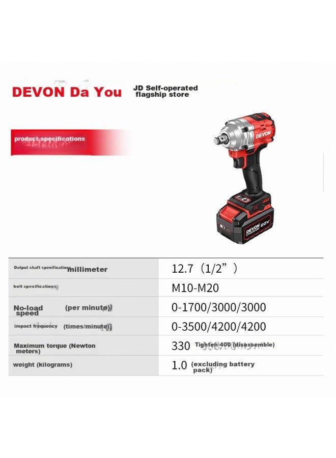 Devon 20v Brushless Electric Wrench, High Torque 5760, Impact Electric Impact Wrench, For Scaffolding Workers And Woodworkers, Single Machine Head - Image 1