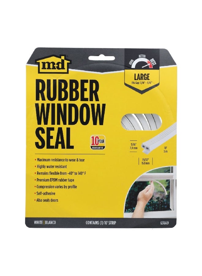 M-D Building Products Water Resistant Rubber Window Seal for Large Gaps White 19/32 x 120 Inch 63669 - Image 1