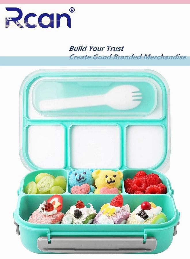 Rcan 4 Compartment Bento Box Set With Cutlery Fashion Durable Plastic Sealed Insulated Leakproof Lunch Box For Kids Adults  - Image 1