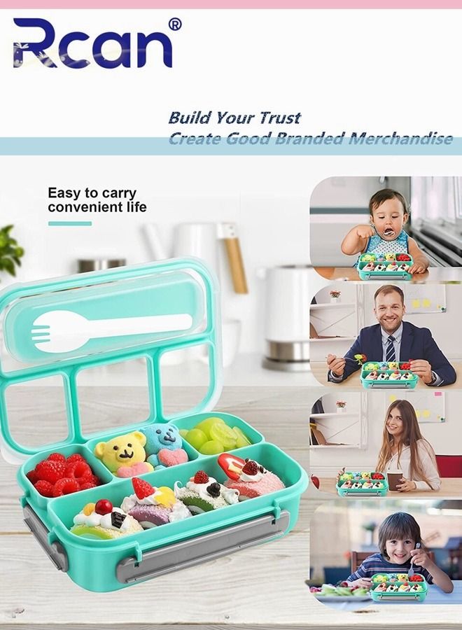 Rcan 4 Compartment Bento Box Set With Cutlery Fashion Durable Plastic Sealed Insulated Leakproof Lunch Box For Kids Adults  - Image 2