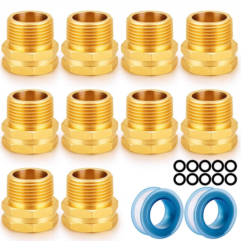 YELUN Brass Pipe to Garden Hose Adapter Connect 34 GHT Female x 34 NPT male Connector GHT to NPT Adapter Brass Fitting10PCS - Image 2