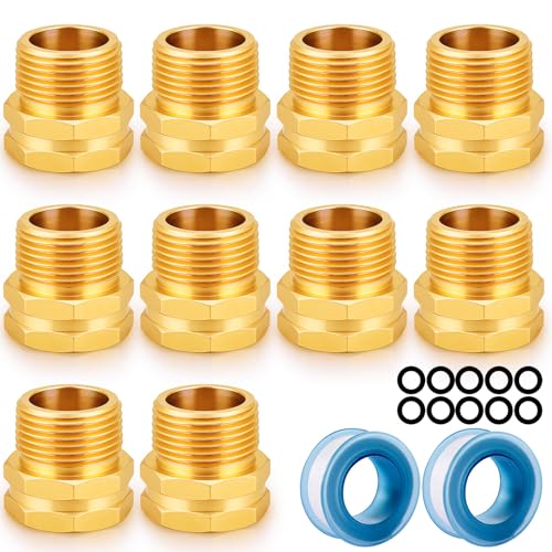 YELUN Brass Pipe to Garden Hose Adapter Connect 34 GHT Female x 34 NPT male Connector GHT to NPT Adapter Brass Fitting10PCS - Image 1