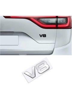 بيعتكلها 3D معدن V8 سيارة حرف الحاجز شعار الجانب الخلفي الذيل الجذع الشارات شعار شارة ملصق مائي التصميم اكسسوارات السيارات (الفضة)  - Image 1