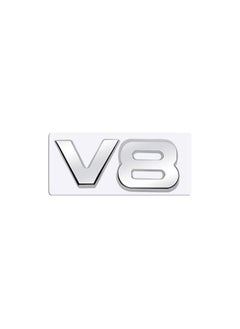 بيعتكلها 3D معدن V8 سيارة حرف الحاجز شعار الجانب الخلفي الذيل الجذع الشارات شعار شارة ملصق مائي التصميم اكسسوارات السيارات (الفضة)  - Image 2