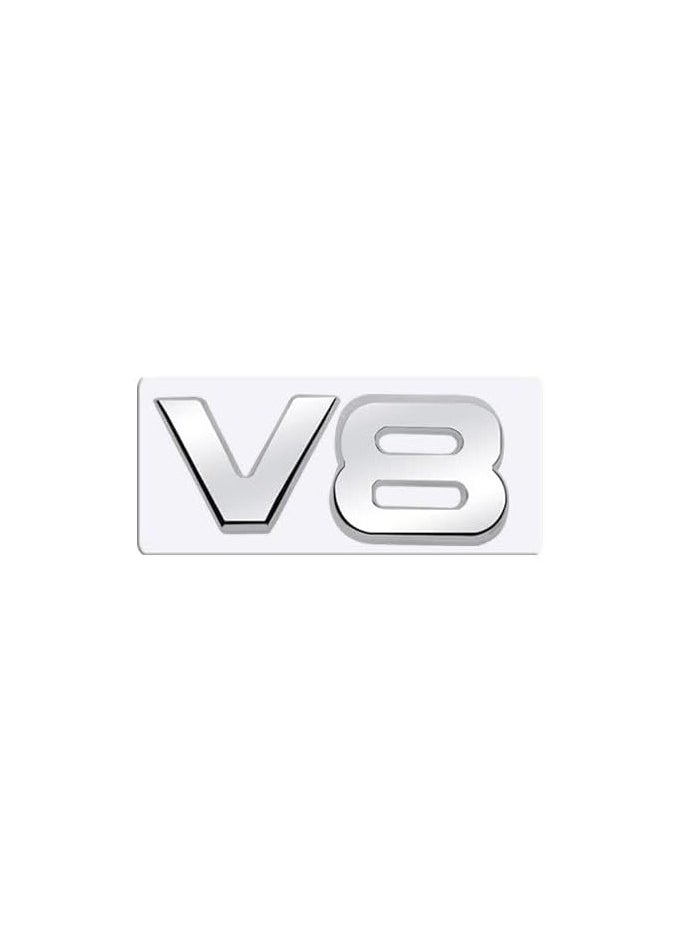 بيعتكلها - 3D معدن V8 سيارة حرف الحاجز شعار الجانب الخلفي الذيل الجذع الشارات شعار شارة ملصق مائي التصميم اكسسوارات السيارات (الفضة) - Image 1