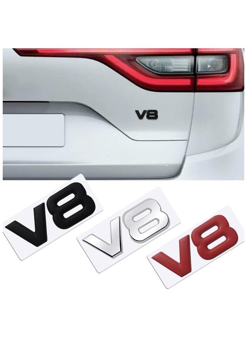 بيعتكلها - 3D معدن V8 سيارة حرف الحاجز شعار الجانب الخلفي الذيل الجذع الشارات شعار شارة ملصق مائي التصميم اكسسوارات السيارات (الفضة) - Image 1