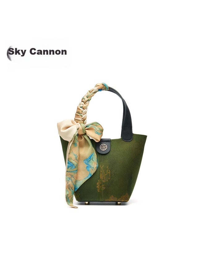 Pmsix Mother's Birthday Gift, New Chinese-style National Heritage, Mulberry Silk Vintage Qipao, Handheld Crossbody Bag, Qixi Valentine's Day - Image 1