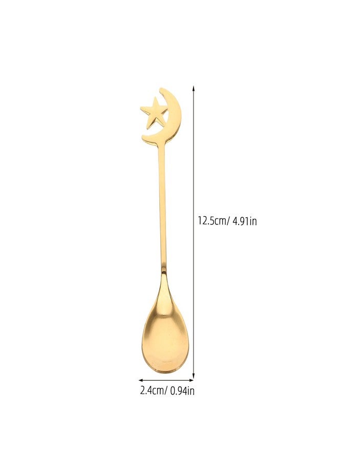SHOWERORO ملاعق قهوة صغيرة من الفولاذ المقاوم للصدأ من SHOWERORO، 6 قطع، بتصميم نجمة وقمر، مثالية لتقليب الشاي والحلويات ومزج الكوكتيلات. طولها 4.92 بوصة، خفيفة الوزن وسهلة التنظيف. - Image 2