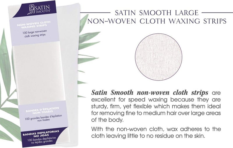 Satin Smooth Large Non-Woven Cloth Waxing Strips - 100 Count for Hair Removal - Image 3