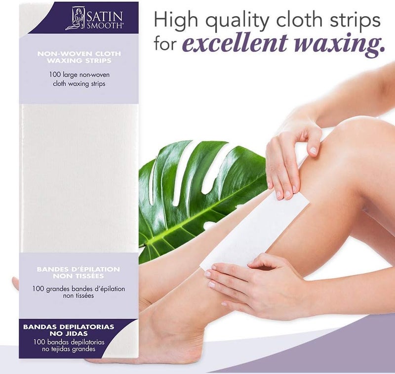 Satin Smooth Large Non-Woven Cloth Waxing Strips - 100 Count for Hair Removal - Image 4