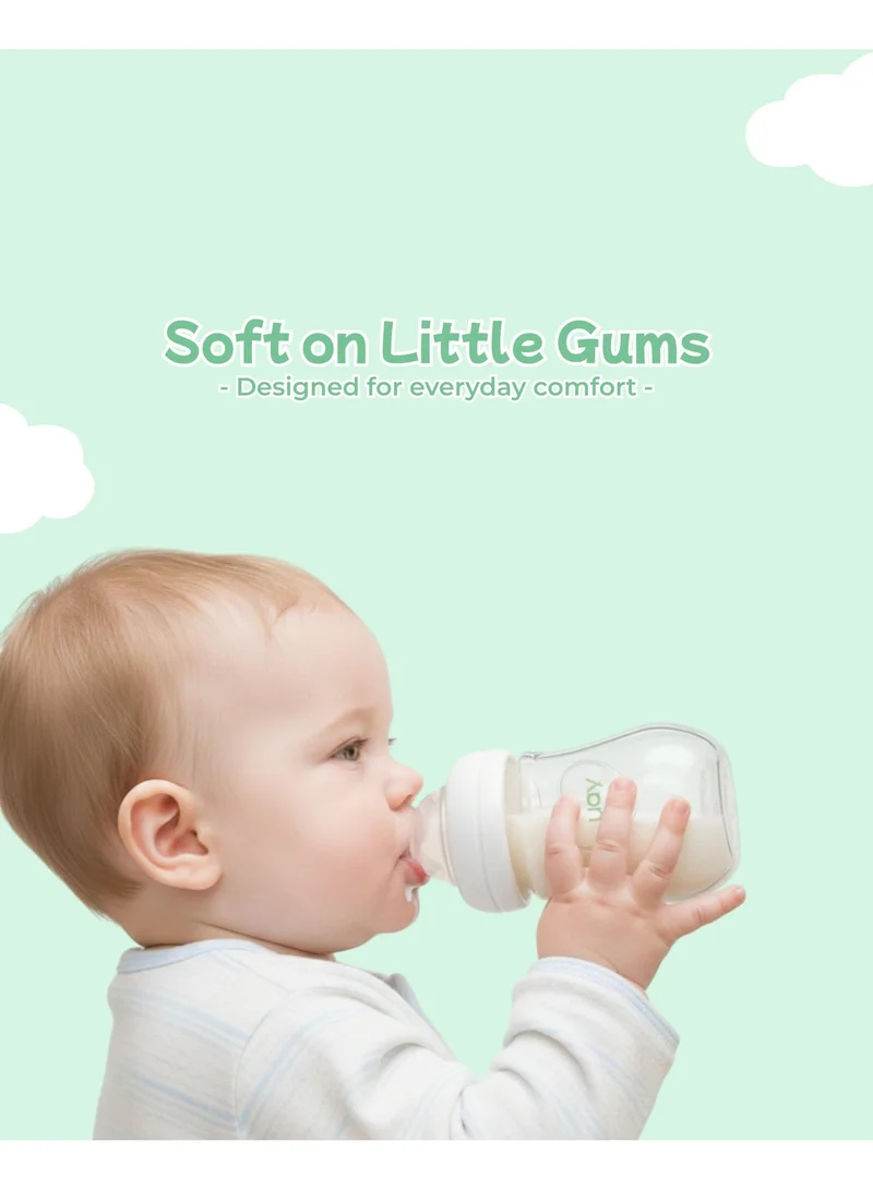 Luay Pack Of 2 Baby Feeding Bottle 260ml Pack of 2| Anti-Colic Plastic Milk Bottle for Newborn & Infants|Soft Silicone Nipple  | Best Price UAE