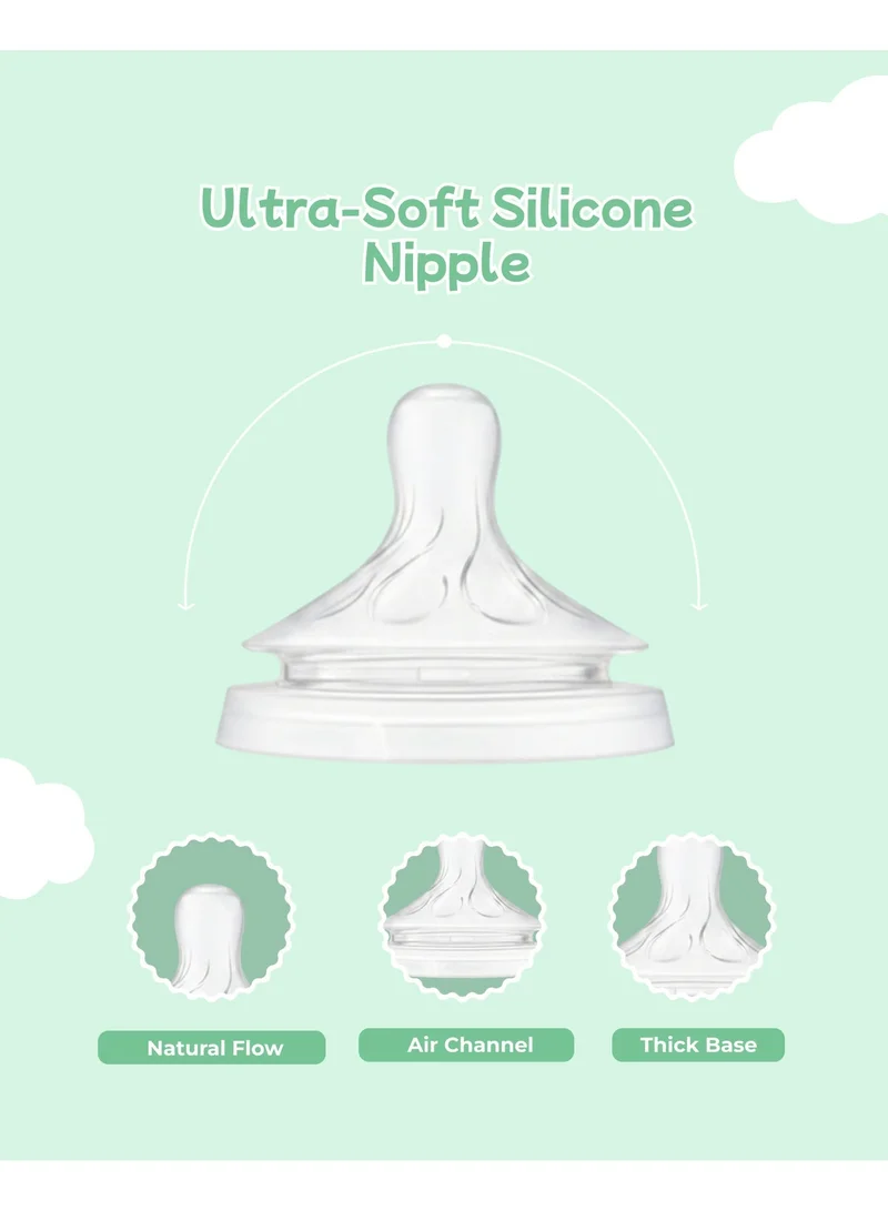 Luay Pack Of 2 Baby Feeding Bottle 260ml Pack of 2| Anti-Colic Plastic Milk Bottle for Newborn & Infants|Soft Silicone Nipple  | Best Price UAE