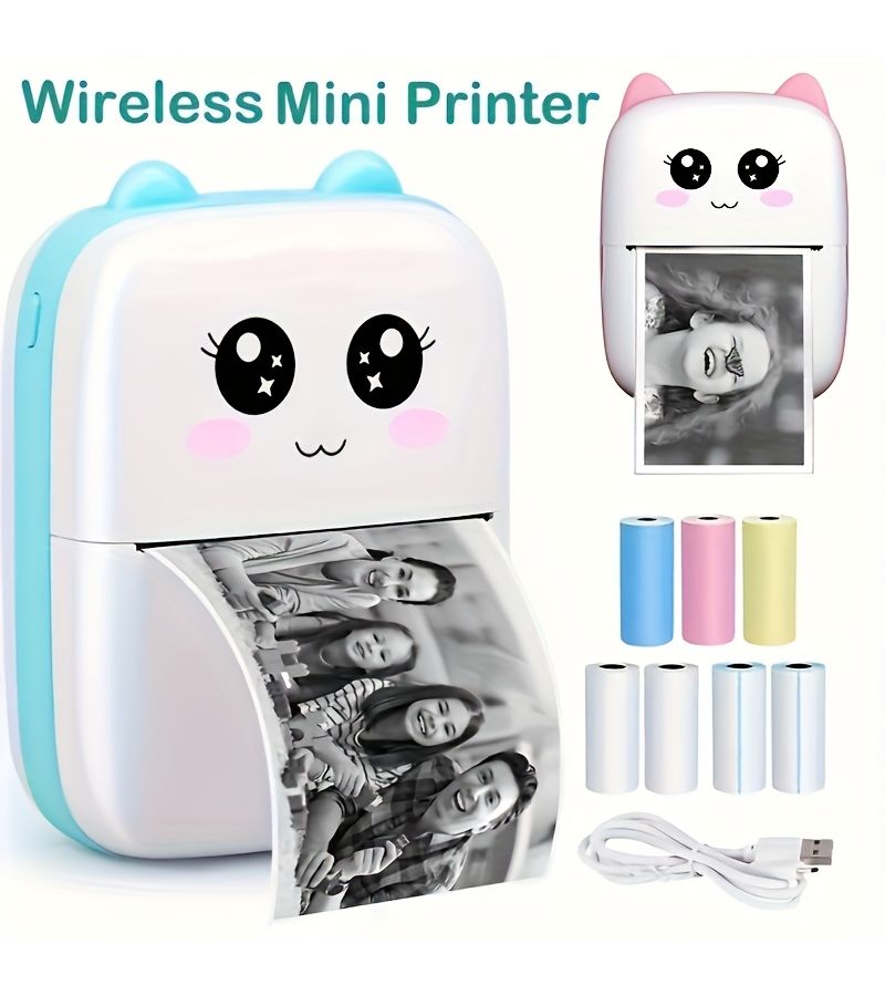 X5 Pink Mini Portable Thermal Label Maker 203 Dpi Wireless Printer For Notebook Receipts Barcodes And Crafts USB Battery Powered - Image 1