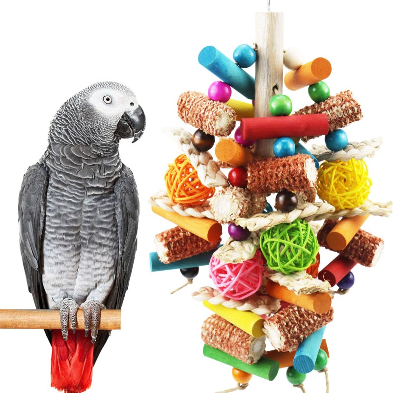 Kewkont Bird Toys Parrot Toys for Large Birds Natural Peppered Wood African Grey Parrots Macaws Cockatoos Parrot chew Toys Aviary Hanging Toys - Image 2