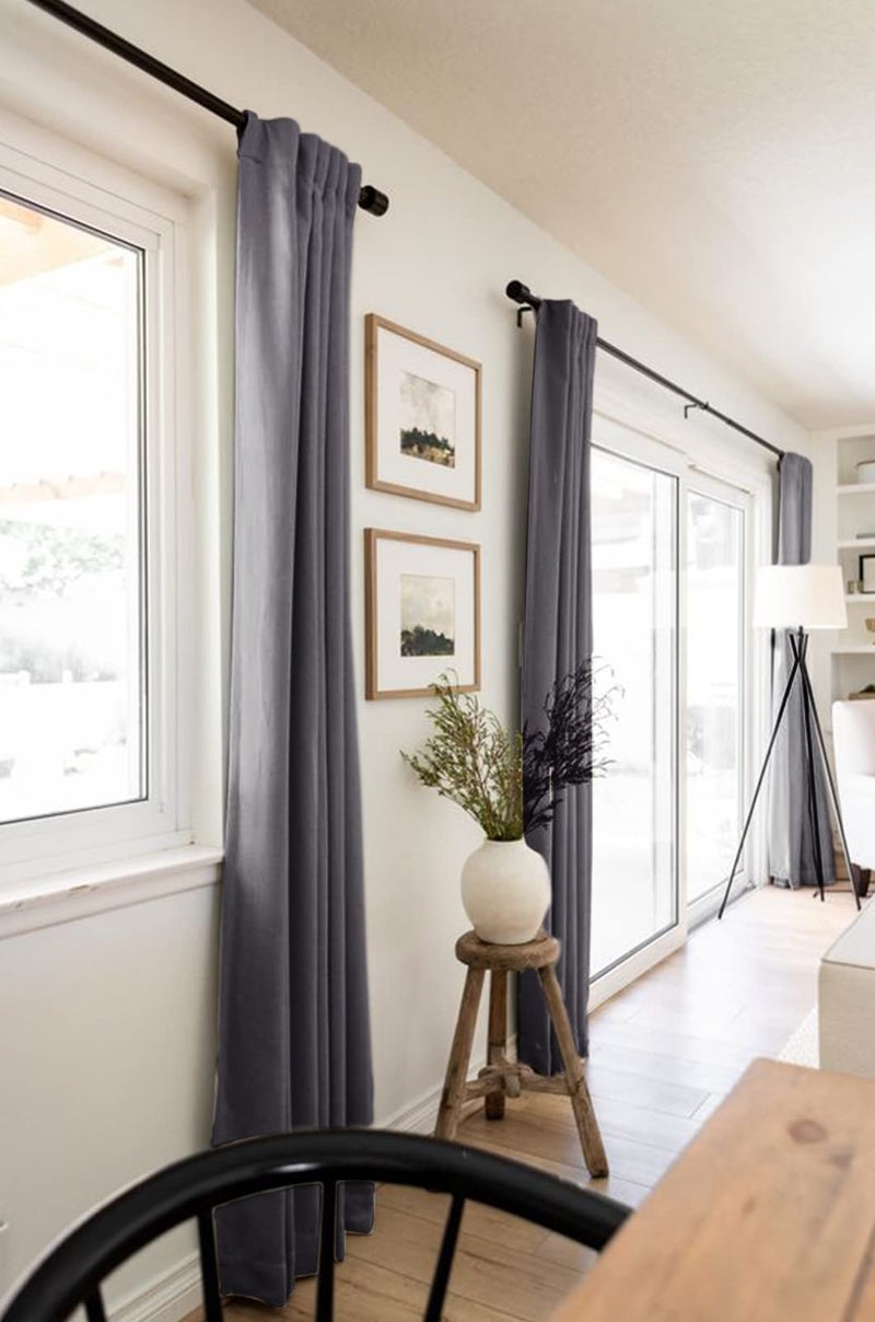 100% Blackout Shield Linen Blackout Curtains for Bedroom 84 Inches Long Back Tab/Rod Pocket Living Room Drapes Thermal Insulated Textured Blackout Curtains 2 Panels Set 50"" W x 84"" L Darkgray - Image 5