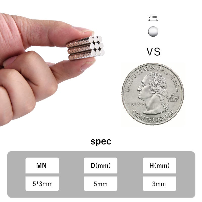 rhinocats 60 pcs Small Magnets, Round Mini Magnet Multi-Use for Nail Clippers, Refrigerator, Miniatures, Hobbies, Crafts and Science, Tiny Sizeï¼š5mm x 3mm(DxH) - Image 2