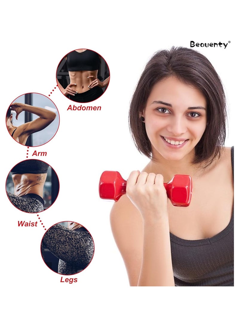 BJM Dumbbell Set-2, Hand Weights 1kgX2, Hexagonal Dumbbells for Women and Men, Home Fitness Equipment, Lightweight dumbbells for Daily Exercise, Workout, Fitness, 1kgX 2 (Red) - Image 3