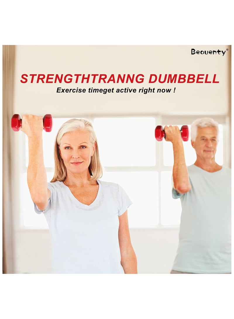 BJM Dumbbell Set-2, Hand Weights 1kgX2, Hexagonal Dumbbells for Women and Men, Home Fitness Equipment, Lightweight dumbbells for Daily Exercise, Workout, Fitness, 1kgX 2 (Red) - Image 5