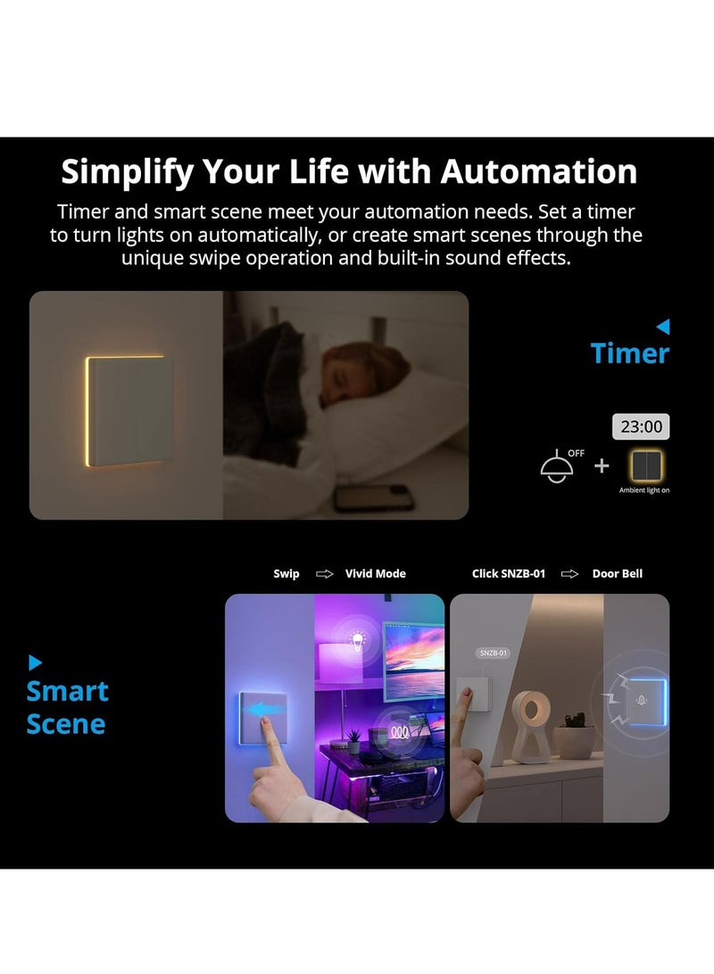 SONOFF TX Ultimate 1 gang Smart RGB Touch Wall Switch, Full touch access, Automation control, Voice control, Smart two way control, Replaceable switch cover, Works with Alexa & Google Home, White - Image 3