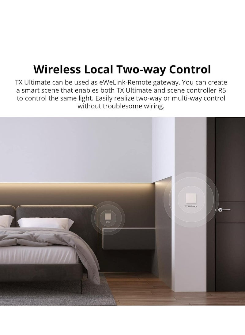 SONOFF TX Ultimate 1 gang Smart RGB Touch Wall Switch, Full touch access, Automation control, Voice control, Smart two way control, Replaceable switch cover, Works with Alexa & Google Home, White - Image 4