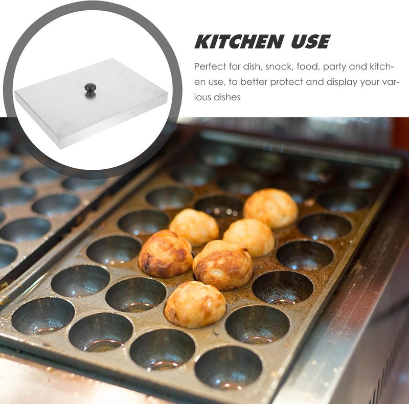 Octopus Snack Tray Lid Stainless Steel Flat Cooker Cover Food Serving Holder Dustproof Lid for Commercial Octopus Takoyaki Pan - Image 3