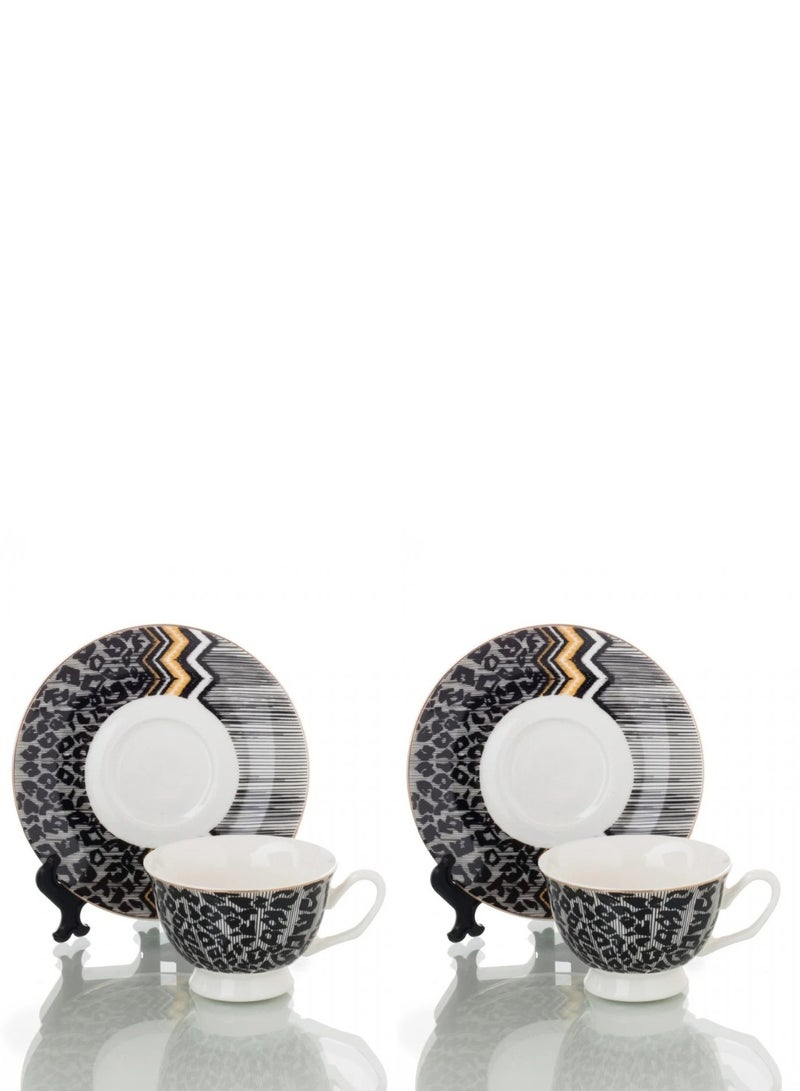 هيك طقم فناجين قهوة تركية من البورسلين 4 قطع - لشخصين - Image 1