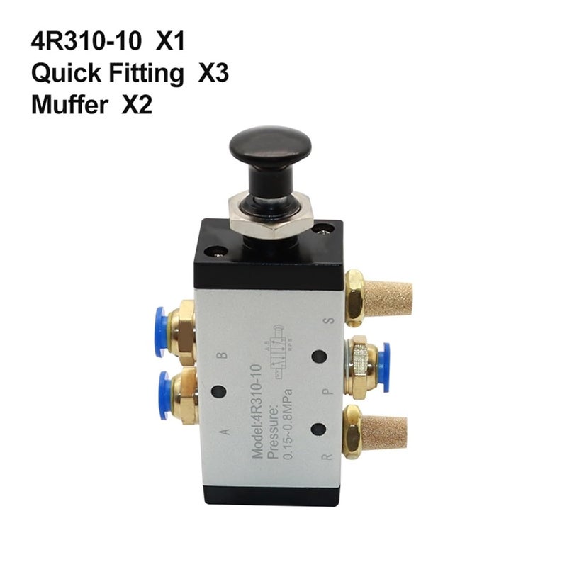 4R310 10 صمام يدوي ثنائي الاتجاه 5 مواضع مفتاح اتجاهي هوائي دفع وسحب مع تركيب 8 مم - Image 3