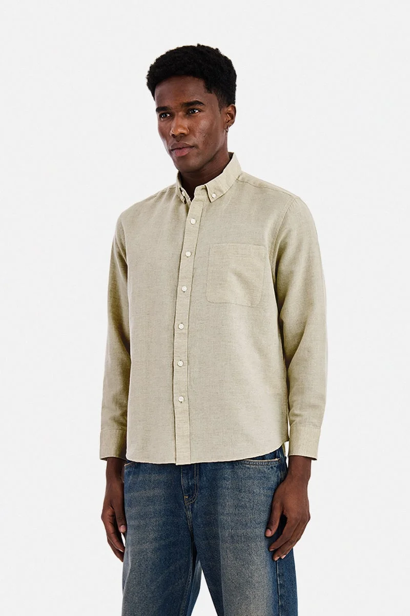 SNITCH Beige Solid Long Sleeve Regular Fit Casual Shirt