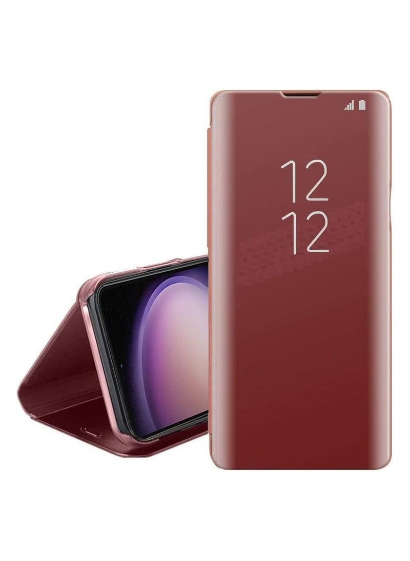 ELMO3EZZ Case for Galaxy A53 5G Case Mirror Design Clear View Plating Flip Case with Kickstand Shockproof Full Body Protective Cover for Samsung Galaxy A53 5G PU Mirror:(Rose Gold)