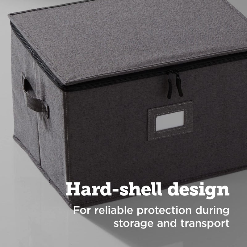 storageLAB Wine Glass Storage Containers, Hard Shell Organizer for Stemware and Glassware Sets, Stackable Wine Glass Storage Box with Dividers for Kitchen and Moving Supplies - 1 Pack, Gray - Image 4