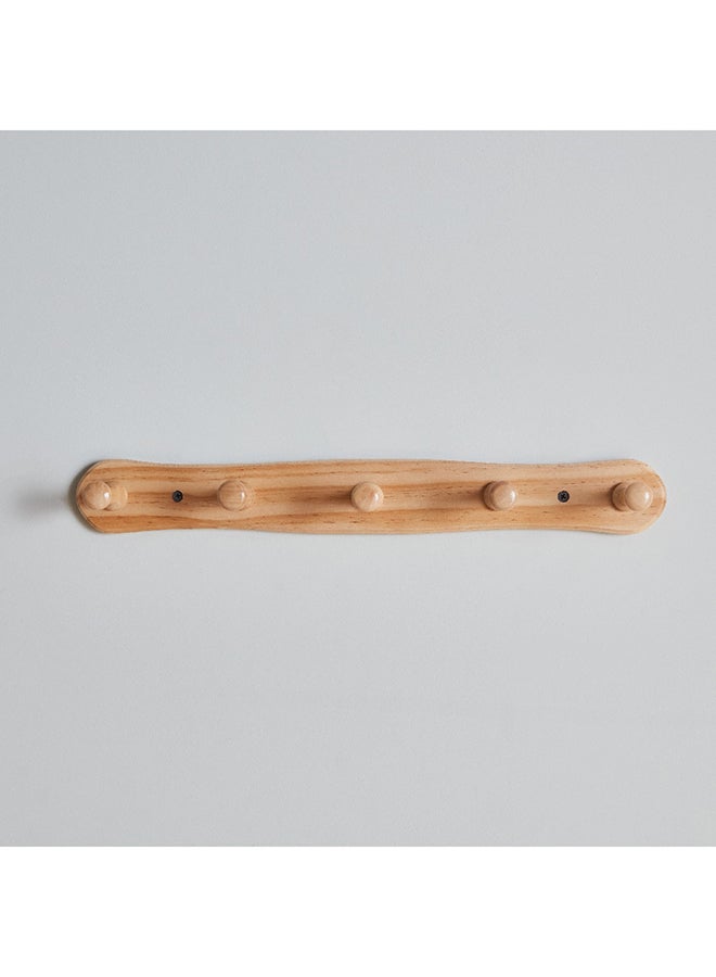 Home Box Natura Wooden 5-Peg Wall Mounted Hook Rack 46 x 5.8 x 8 cm - Image 1