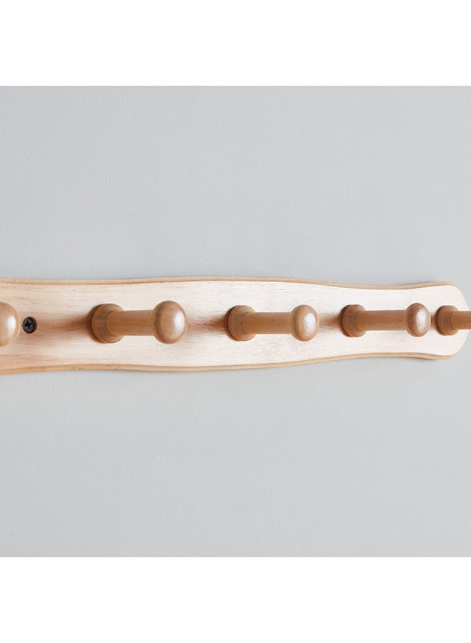 Home Box Natura Wooden 5-Peg Wall Mounted Hook Rack 46 x 5.8 x 8 cm - Image 3