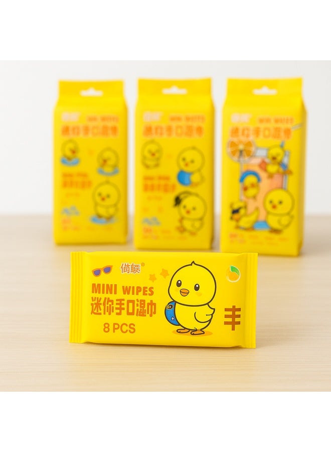 مناديل مبللة صغيرة للاستخدام اليومي – باك كبير يحتوي على 8 أكياس × 8 مناديل (إجمالي 64 منديل) لليد والفم، حجم جيب محمول، إغلاق محكم للحفاظ على الرطوبة، مناسبة للرحلات والسيارة والمدرسة - Image 5