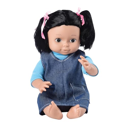 Constructive Playthings Cre8tive Minds MultiEthnic Toddler Baby Doll with Moveable Limbs Denim Dress Native American Doll for Girls and Boys Ages 19 Months - Image 1