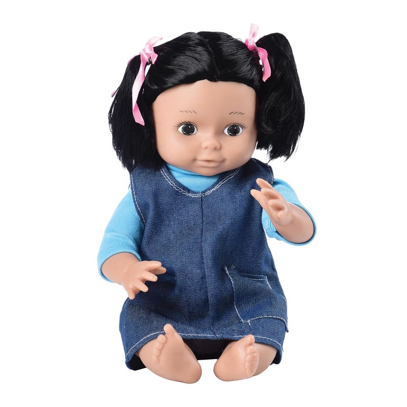 Constructive Playthings Cre8tive Minds MultiEthnic Toddler Baby Doll with Moveable Limbs Denim Dress Native American Doll for Girls and Boys Ages 19 Months - Image 2