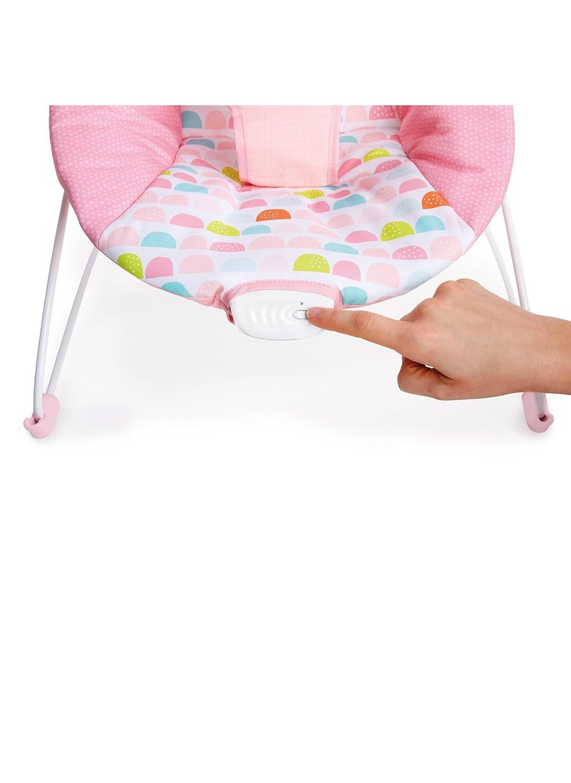 Bright Starts - Bright Starts Baby Bouncer Soothing Vibrations Infant Seat - Removable -Toy Bar, Nonslip Feet, 0-6 Months Up to 20 lbs (Fancy Fantasy, Pink Unicorn) - Image 1