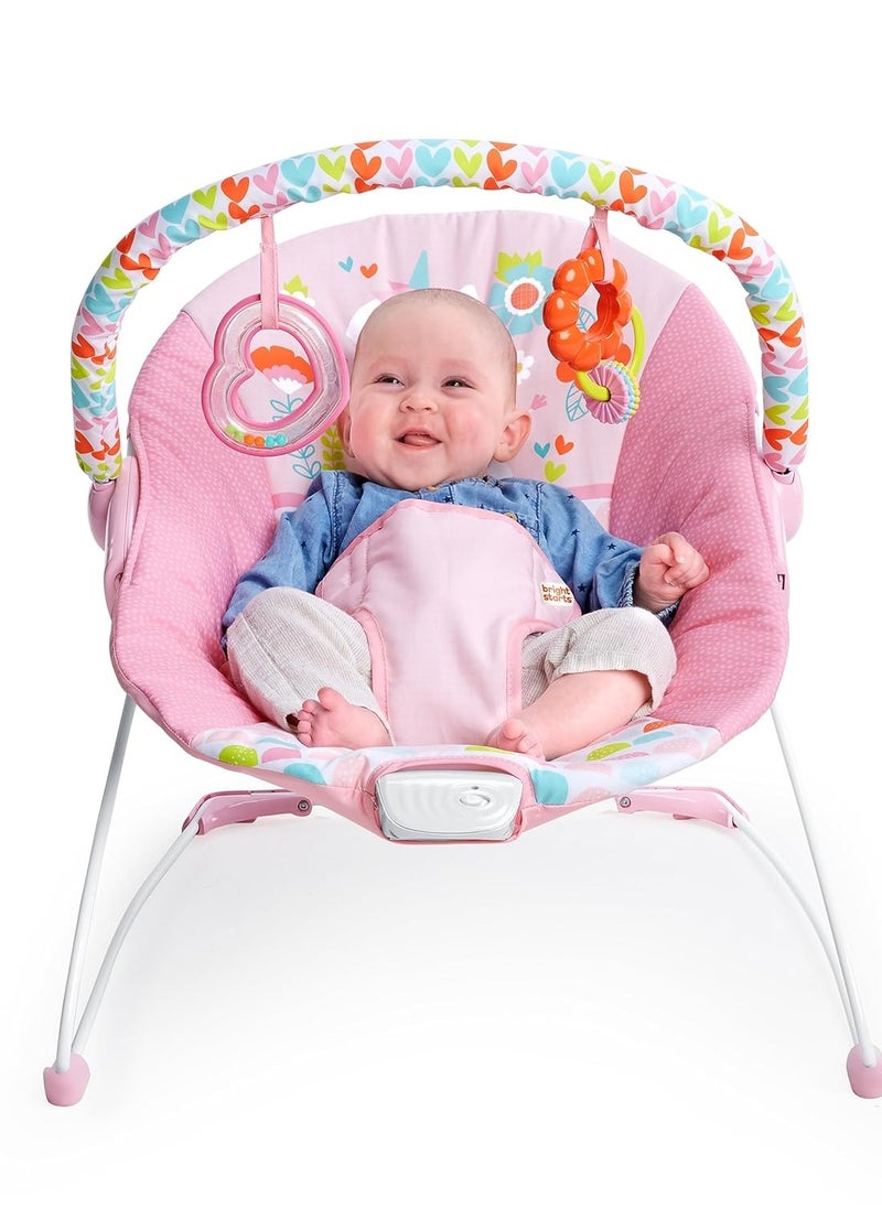 Bright Starts - Bright Starts Baby Bouncer Soothing Vibrations Infant Seat - Removable -Toy Bar, Nonslip Feet, 0-6 Months Up to 20 lbs (Fancy Fantasy, Pink Unicorn) - Image 1